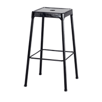 Bistro Stool, Stationary, Fixed, 29", Steel Seat, Black Duraquip Inc
