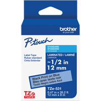 Ruban lamin&eacute; pour P-Touch, 12 mm x 8 m, Noir sur bleu Duraquip Inc