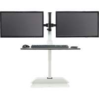 Soar Sit/Stand Electric Desk with Dual Monitor Arm, Desktop Unit, 37-1/4" H x 27-3/4" W x 22" D, White Duraquip Inc