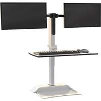 Soar Sit/Stand Electric Desk with Dual Monitor Arm, Desktop Unit, 37-1/4" H x 27-3/4" W x 22" D, White Duraquip Inc