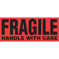 &eacute;tiquettes pour traitement sp&eacute;cial Fragile Handle with Care, 5" lo x 2" la, Noir/rouge Duraquip Inc
