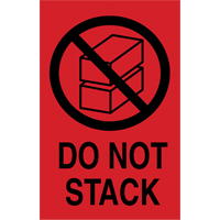 Étiquettes « Do Not Stack » pour envoi international, 6" lo x 4" la, Noir/rouge PC313 | Duraquip Inc