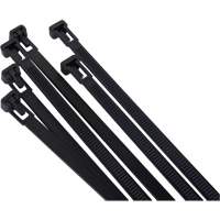 Attache-c&acirc;ble r&eacute;utilisable, Longueur 8", R&eacute;sistance &agrave; la traction 50 lb, Noir Duraquip Inc