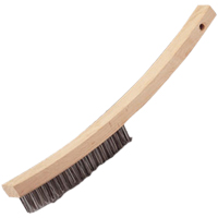 Brosse &agrave; main &agrave; r&eacute;curer &agrave; manche courb&eacute;, Acier inoxydable, 4 x 20 rangs de fils, Longueur 17" Duraquip Inc