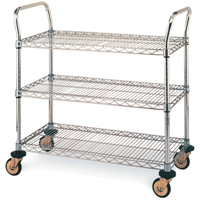 Standard-Duty Utility Carts, Stainless Steel, 18" x 39" x 30", 500 lbs. Capacity Duraquip Inc