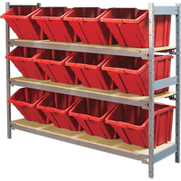 &eacute;tag&egrave;res larges avec bacs g&eacute;ants en plastique, Acier, Sans boulons, Capacit&eacute; 800 lb, 66" la x 60" h x 18" p Duraquip Inc