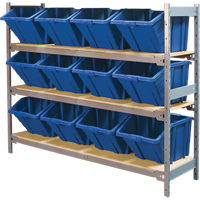 &eacute;tag&egrave;res larges avec bacs g&eacute;ants en plastique, Acier, Sans boulons, Capacit&eacute; 800 lb, 66" la x 60" h x 18" p Duraquip Inc
