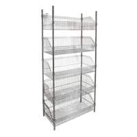 &eacute;tag&egrave;re &agrave; paniers-tablettes en treillis m&eacute;tallique, Tiers 5, 48" la x 74" h x 24" p Duraquip Inc