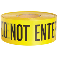 Barricade Tape, English, 3" W x 1000' L, 3 mils, Black on Yellow Duraquip Inc