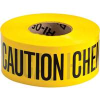 Barricade Tape, English, 3" W x 200' L, 3 mils, Black on Yellow Duraquip Inc