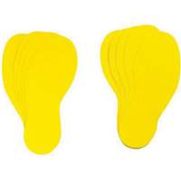 Floor Marking Labels, Footprint, 12" L x 3.75" W, Yellow, Vinyl Duraquip Inc