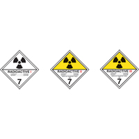 TDG Shipping Labels, Class 7, Radioactive I, Vinyl Duraquip Inc