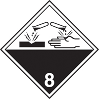Étiquettes d'expédition TMD matières corrisives, 4" lo x 4" la, Noir sur blanc SAG882 | Duraquip Inc