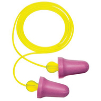 Bouchons d'oreilles en mousse sans contact E-A-R, Paire - Sac en poly, Avec cordon Duraquip Inc