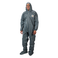 Combinaison &agrave; capuchon de 2,0 mils en tissu r&eacute;sistant aux flammes et aux produits chimiques, Petit, Gris, Tissu ignifug&eacute; Duraquip Inc