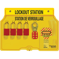 Lockout Station, Aluminum Padlocks, 4 Padlock Capacity, Padlocks Included Duraquip Inc