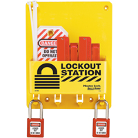 Compact Lockout Station, Thermoplastic Padlocks, 4 Padlock Capacity, Padlocks Included Duraquip Inc
