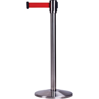 Barri&egrave;res sur pieds pour le contr&ocirc;le des foules, Acier, 35" h, Ruban Rouge, Longueur du ruban 7' Duraquip Inc