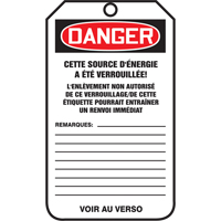 Lockout Tags, Cardstock, 3-1/8" W x 5-7/8" H, French Duraquip Inc