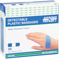 Bandages, Rectangulaire/carr&eacute;e, 3", Plastique d&eacute;tectable, St&eacute;rile Duraquip Inc
