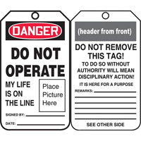 Safety Tags, Plastic, 3-3/8" W x 5-3/4" H, English Duraquip Inc