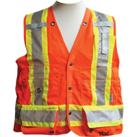 Vestes de s&eacute;curit&eacute; pour arpenteur, Orange haute visibilit&eacute;, Moyen, Polyester Duraquip Inc