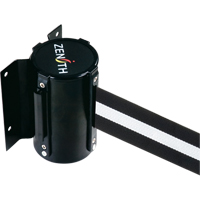 Barri&egrave;re &agrave; fixation murale, Acier, Fixation par vis, 7', Ruban Noir/Blanc Duraquip Inc