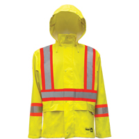 Hi-Vis FR/PU Safety Rain Jackets, Small, High Visibility Lime-Yellow Duraquip Inc