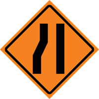 Merge Right Roll-Up Traffic Sign, 36" x 36", Vinyl, Pictogram Duraquip Inc