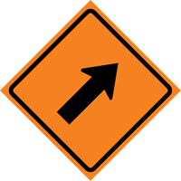 Right Diagonal Arrow Roll-Up Traffic Sign, 36" x 36", Vinyl, Pictogram Duraquip Inc