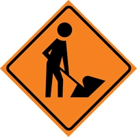 Men at Work Roll-Up Traffic Sign, 36" x 36", Vinyl, Pictogram Duraquip Inc
