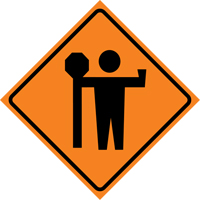 Flagman Roll-Up Sign Traffic Sign, 36" x 36", Vinyl, Pictogram Duraquip Inc
