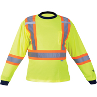 Safety Long Sleeve Shirt, Polyester, Medium, High Visibility Lime-Yellow Duraquip Inc