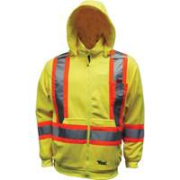 Safety Fleece Hoodie, Polyester, Small, High Visibility Lime-Yellow Duraquip Inc