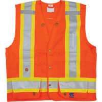 Veste de s&eacute;curit&eacute; pour arpenteur, Orange haute visibilit&eacute;, Petit, Polyester Duraquip Inc