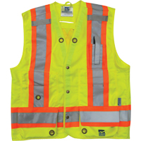 Veste de s&eacute;curit&eacute; pour arpenteur, Jaune lime haute visibilit&eacute;, Petit, Polyester Duraquip Inc