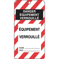 &eacute;tiquettes de verrouillage, Plastique, 3" la x 5-3/4" h, Français Duraquip Inc