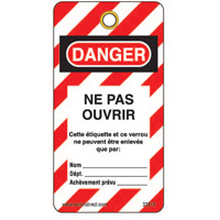 &eacute;tiquettes de verrouillage, Plastique, 3" la x 5-3/4" h, Français Duraquip Inc