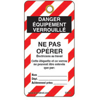 &eacute;tiquettes de verrouillage, Plastique, 3" la x 5-3/4" h, Français Duraquip Inc