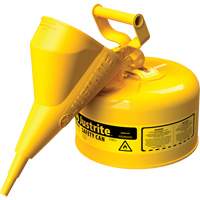 Safety Cans, Type I, Steel, 2.5 US gal., Yellow, FM Approved/UL/ULC Listed Duraquip Inc