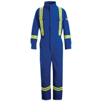 Combinaisons de qualit&eacute; sup&eacute;rieure r&eacute;sistantes aux flammes avec bandes r&eacute;fl&eacute;chissantes, Taille 38, Bleu royal, 5,1 cal/cm² Duraquip Inc