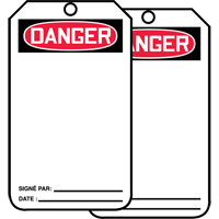 Safety Tags, Cardstock, 3-1/8" W x 5-7/8" H, French Duraquip Inc