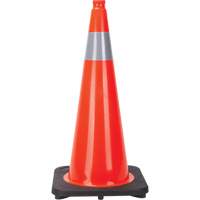 C&ocirc;ne de signalisation, 28", Orange, Bande(s) r&eacute;fl&eacute;chissante(s) 4" Duraquip Inc