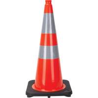 C&ocirc;ne de signalisation, 28", Orange, Bande(s) r&eacute;fl&eacute;chissante(s) 4" & 6" Duraquip Inc