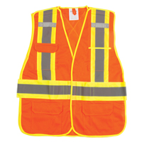Flame-Resistant Surveyor Vest, High Visibility Orange, Medium, Polyester Duraquip Inc