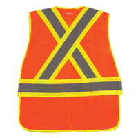 Flame-Resistant Surveyor Vest, High Visibility Orange, Medium, Polyester Duraquip Inc