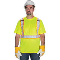 CSA Compliant T-Shirt, Polyester, Large, High Visibility Lime-Yellow Duraquip Inc