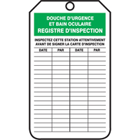 &eacute;tiquettes de s&eacute;curit&eacute; d'inspection et de contr&ocirc;le de l'&eacute;tat de l'&eacute;quipement, Papier cartonn&eacute;, 3-1/8" la x 5-7/8" h, Français Duraquip Inc