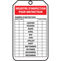 &eacute;tiquettes de s&eacute;curit&eacute; d'inspection et de contr&ocirc;le de l'&eacute;tat de l'&eacute;quipement, Plastique, 3-1/8" la x 5-7/8" h, Français Duraquip Inc
