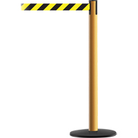 Advance TensaBarrier&reg; Barrier Post, Steel, 36" H, Black/Yellow Tape, 7.5' Tape Length Duraquip Inc